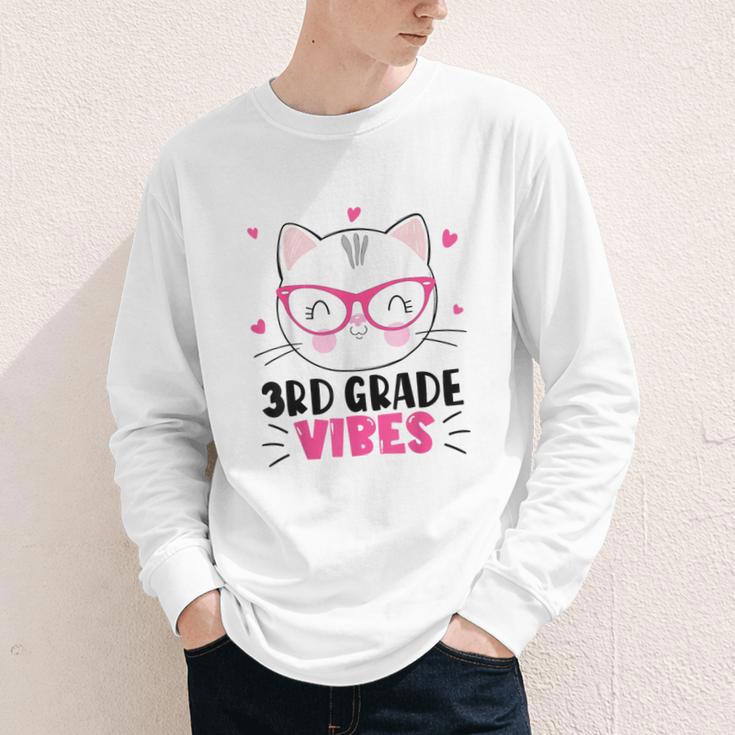 Cute 3rd Grade Vibes Cat Kitten Lover Back To School Girls Youth Long Sleeve Tee Cute 3rd Grade Vibes Cat Kitten Lover Back To School Girls Youth Long Sleeve Tee
