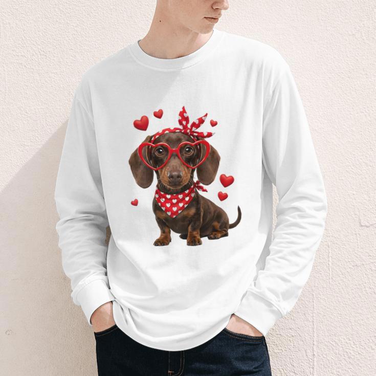 Dachshund Valentines Day Wiener Dog Lover Weenie Heart Raglan Baseball Tee Youth Long Sleeve Tee