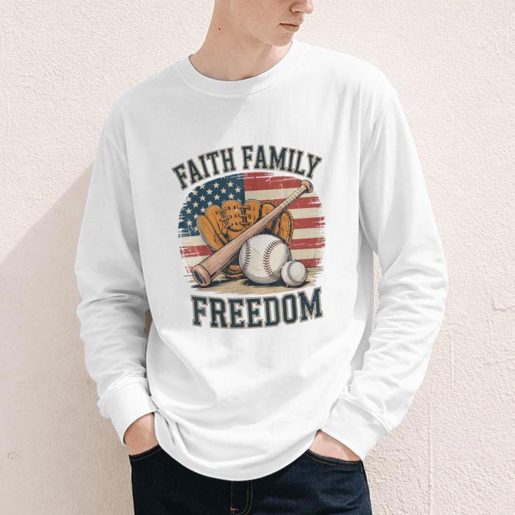 Faith Family Freedom Patriotic Christian Baseball Game Day Youth Long Sleeve Tee Faith Family Freedom Patriotic Christian Baseball Game Day Youth Long Sleeve Tee