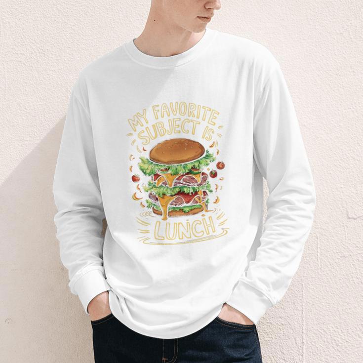 My Favorite Subject Is Lunch Hamburger Back To School Premium Tri-Blend Youth Long Sleeve Tee