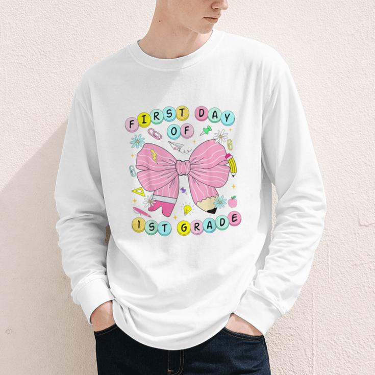First Day Of 1st Grade Girls Coquette Back To School Kids Youth Long Sleeve Tee First Day Of 1st Grade Girls Coquette Back To School Kids Youth Long Sleeve Tee