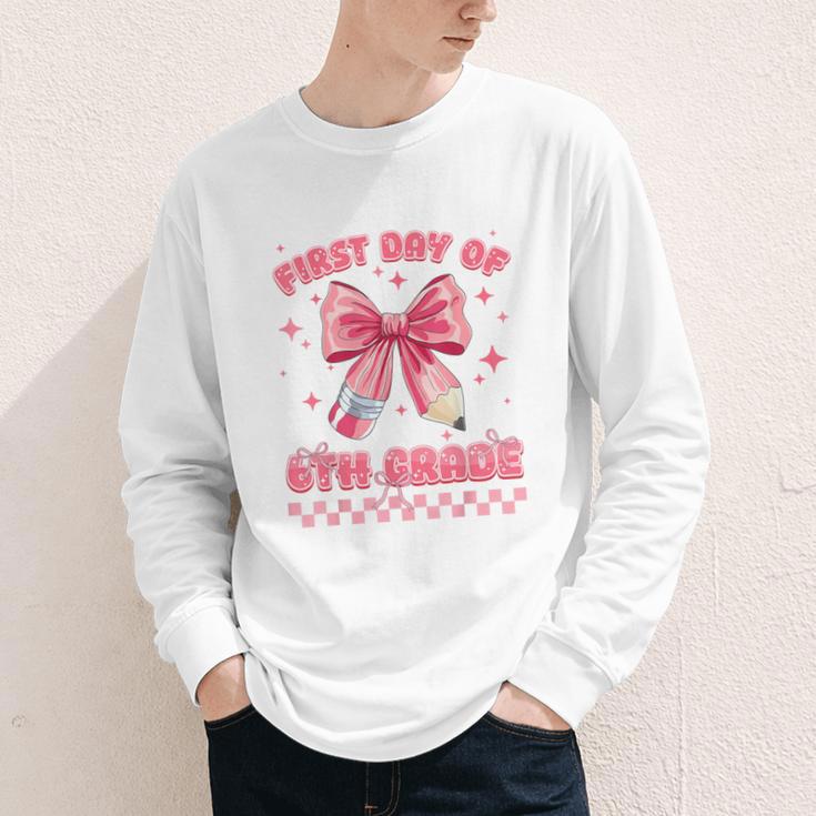 First Day Of 6th Grade Coquette Back To School Girls Kids Youth Long Sleeve Tee First Day Of 6th Grade Coquette Back To School Girls Kids Youth Long Sleeve Tee