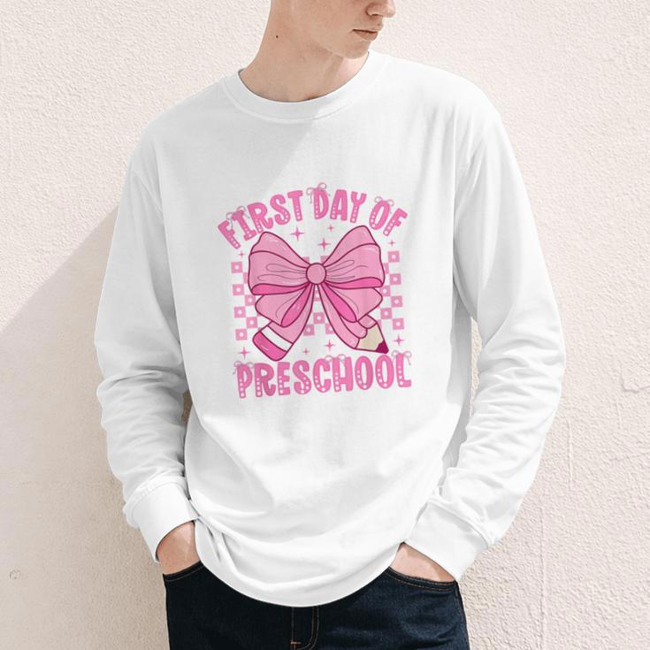 First Day Of Preschool Coquette Bow Back To School Girls Youth Long Sleeve Tee First Day Of Preschool Coquette Bow Back To School Girls Youth Long Sleeve Tee