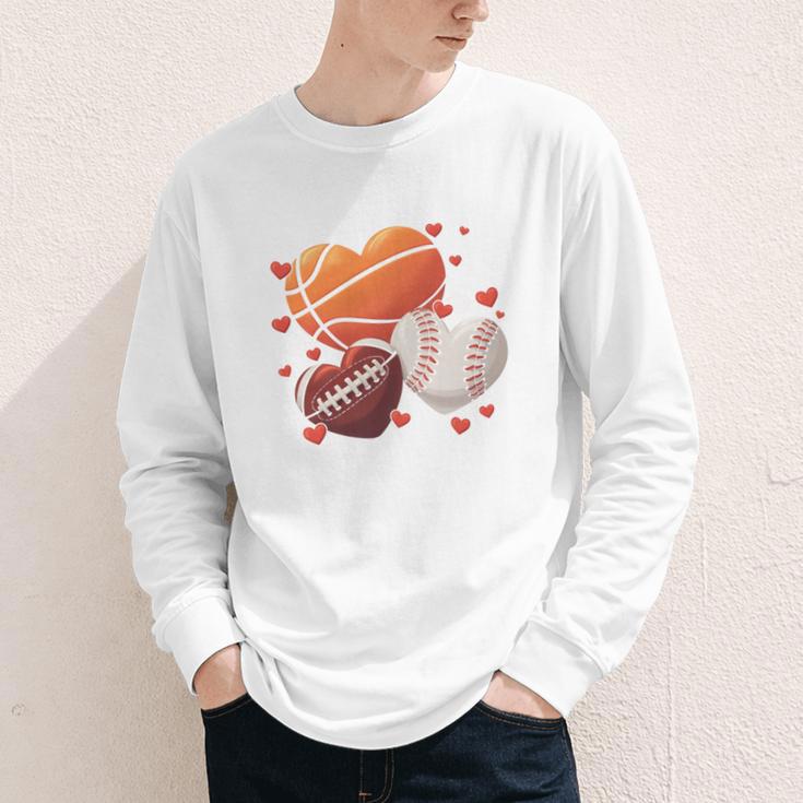 Football Basketball Baseball Heart Valentine Boys Men Kid Youth Long Sleeve Tee