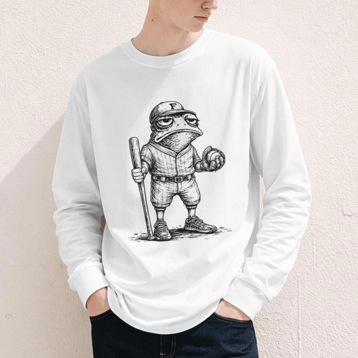 Frog Basketbal Men Women Grumpy Frog Playing Baseball Youth Long Sleeve Tee Frog Basketbal Men Women Grumpy Frog Playing Baseball Youth Long Sleeve Tee