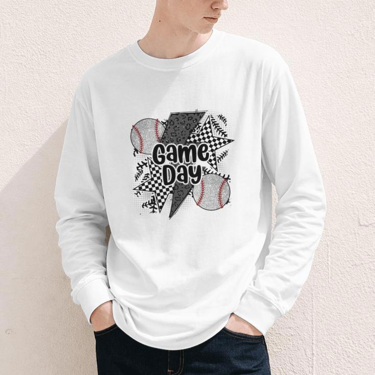 Game Day Baseball Retro Checkered Baseball Youth Long Sleeve Tee Game Day Baseball Retro Checkered Baseball Youth Long Sleeve Tee