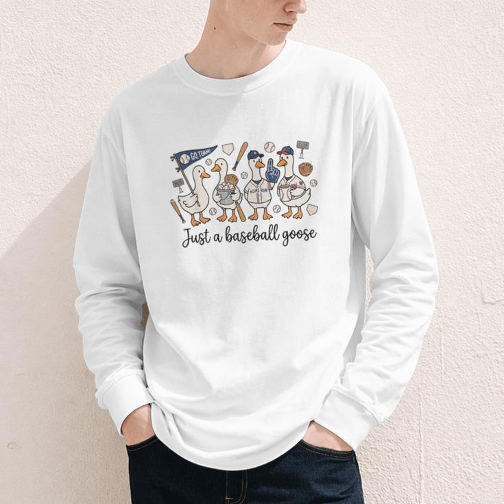 Game Day Just A Baseball Goose Cute Duck Team Sports Youth Long Sleeve Tee