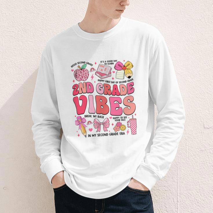 Girls 2nd Grade Vibes Coquette Pink Bow Back To School Youth Long Sleeve Tee Girls 2nd Grade Vibes Coquette Pink Bow Back To School Youth Long Sleeve Tee