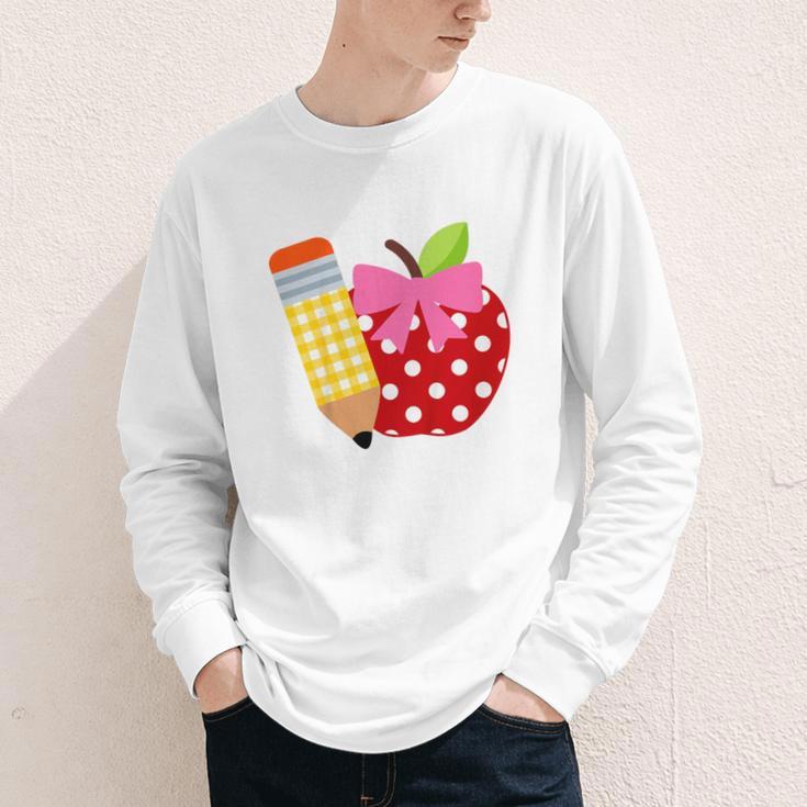 Girls Back To School Apple Toddler First Day Of Preschool Youth Long Sleeve Tee