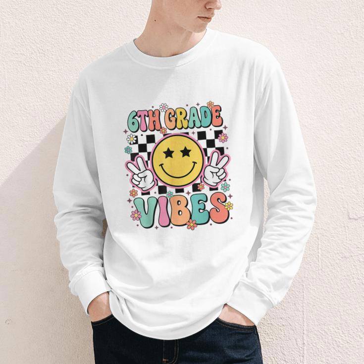 Groovy Sixth 6TH Grade Vibes Back To School First Day Kids Youth Long Sleeve Tee