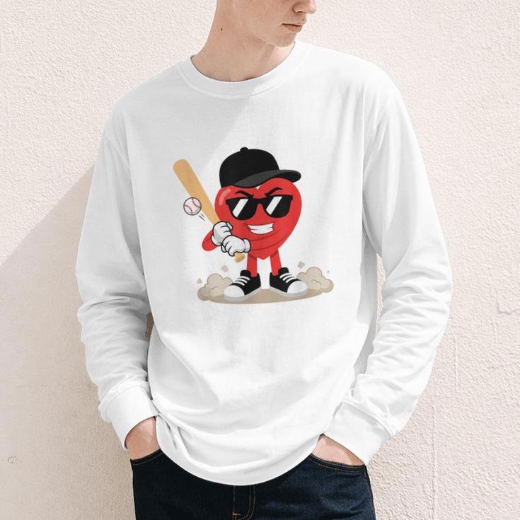 Heart Playing Baseball Valentine Baseball Youth Long Sleeve Tee