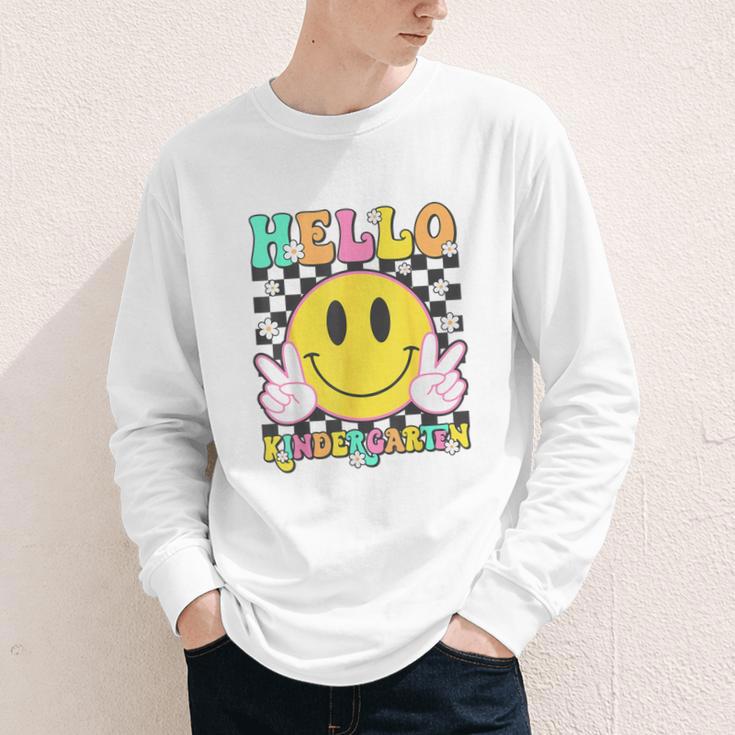 Hello Kindergarten Smile Face Back To School Girl Kid Youth Long Sleeve Tee Hello Kindergarten Smile Face Back To School Girl Kid Youth Long Sleeve Tee