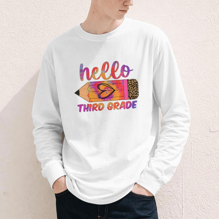 Hello Third Grade Back To School Pencil Tie Dye 3rd Grade Performance Youth Long Sleeve Tee Hello Third Grade Back To School Pencil Tie Dye 3rd Grade Performance Youth Long Sleeve Tee