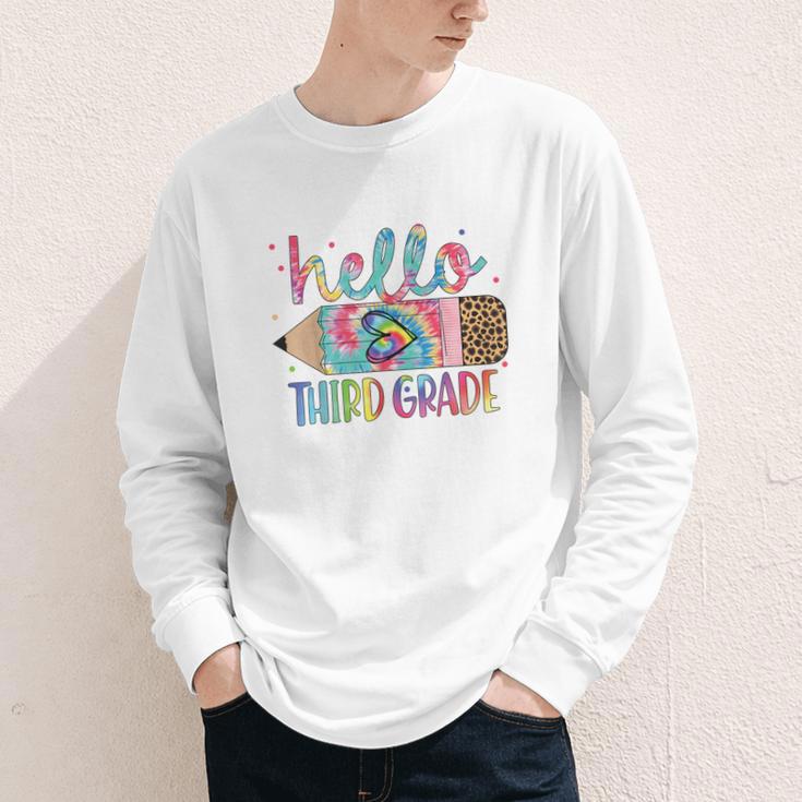 Hello Third Grade Pencil Tie Dye Back To School 3rd Grade Youth Long Sleeve Tee