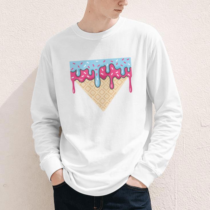 Ice Cream Baseball Cone Dripping Sprinkles Kids Boys Summer Premium Tri-Blend Youth Long Sleeve Tee