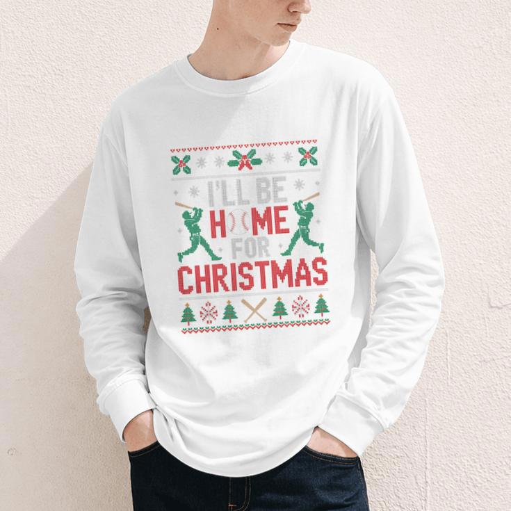 I’Ll Be Home For Christmas Baseball Ugly Sweater Art Youth Long Sleeve Tee I’Ll Be Home For Christmas Baseball Ugly Sweater Art Youth Long Sleeve Tee