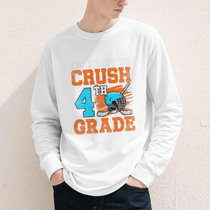 I'm Ready To Crush 4th Grade Hockey Kids Back To School Premium Tri-Blend Youth Long Sleeve Tee I'm Ready To Crush 4th Grade Hockey Kids Back To School Premium Tri-Blend Youth Long Sleeve Tee