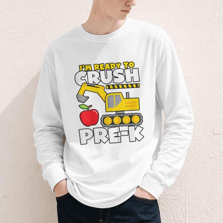 I'm Ready To Crush Pre-K Excavator Back To School Boys Youth Long Sleeve Tee I'm Ready To Crush Pre-K Excavator Back To School Boys Youth Long Sleeve Tee
