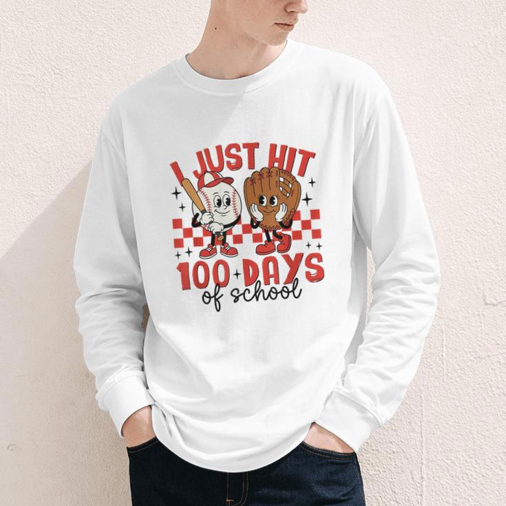 I Just Hit 100 Days Of School Baseball 100th Day Teacher Kid Youth Long Sleeve Tee I Just Hit 100 Days Of School Baseball 100th Day Teacher Kid Youth Long Sleeve Tee