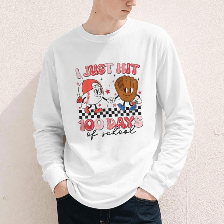 I Just Hit 100 Days Of School Baseball Boy Girl Teacher Youth Long Sleeve Tee I Just Hit 100 Days Of School Baseball Boy Girl Teacher Youth Long Sleeve Tee
