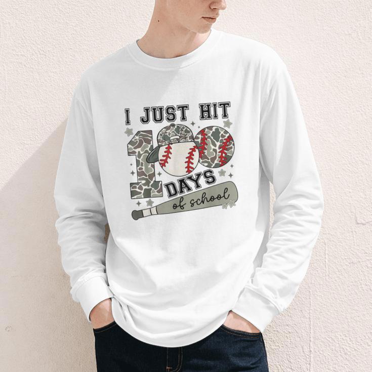 I Just Hit 100 Days Of School Teacher Baseball Boys Kids Youth Long Sleeve Tee I Just Hit 100 Days Of School Teacher Baseball Boys Kids Youth Long Sleeve Tee