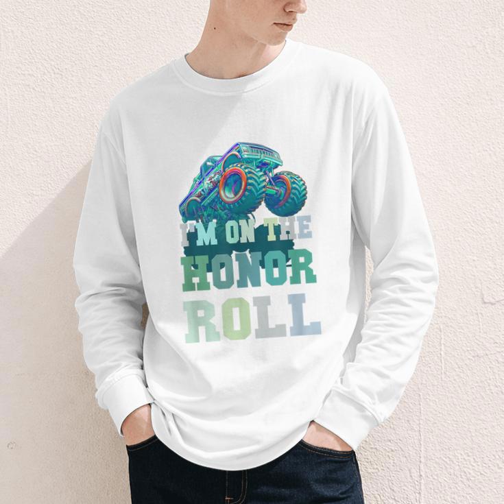 Kids I'M ON HONOR ROLL Monster Trucks Back To School Bruh Youth Long Sleeve Tee Kids I'M ON HONOR ROLL Monster Trucks Back To School Bruh Youth Long Sleeve Tee