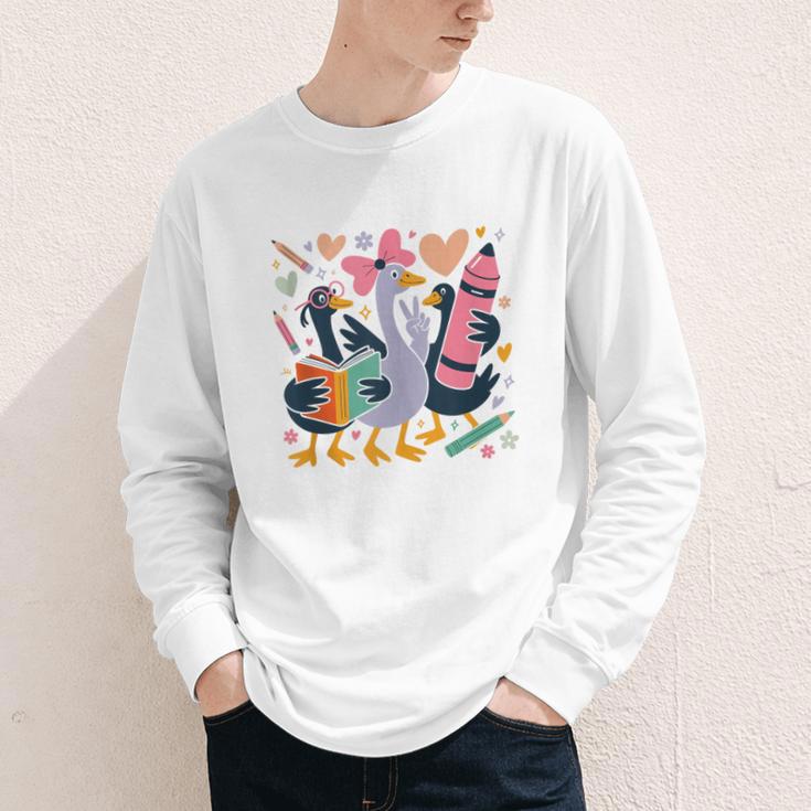 Kindergarten 1st Grade Goose Back To School Girls Youth Long Sleeve Tee