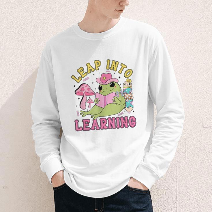 Leap Into Learning Cute Frog Kawaii Back To School Kids Youth Long Sleeve Tee Leap Into Learning Cute Frog Kawaii Back To School Kids Youth Long Sleeve Tee