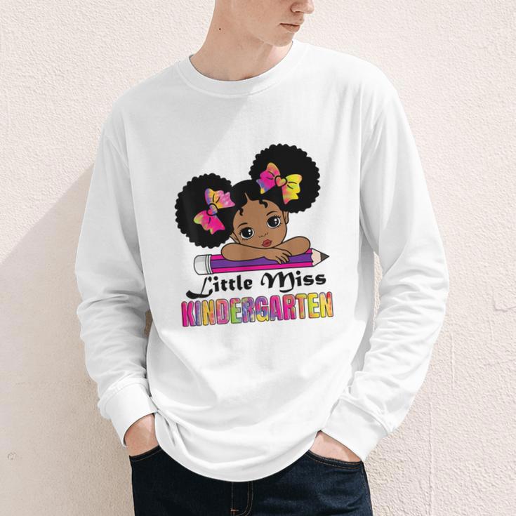 Little Miss Kindergarten Afro Puff Girl Back To School Youth Long Sleeve Tee