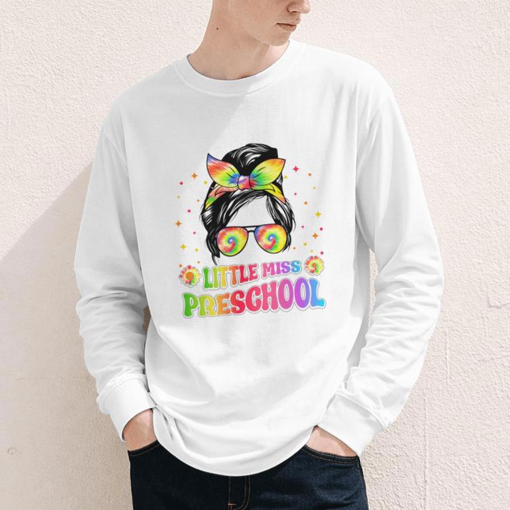 Little Miss Preschool Messy Bun Tie Dye Back To School Girls Youth Long Sleeve Tee Little Miss Preschool Messy Bun Tie Dye Back To School Girls Youth Long Sleeve Tee
