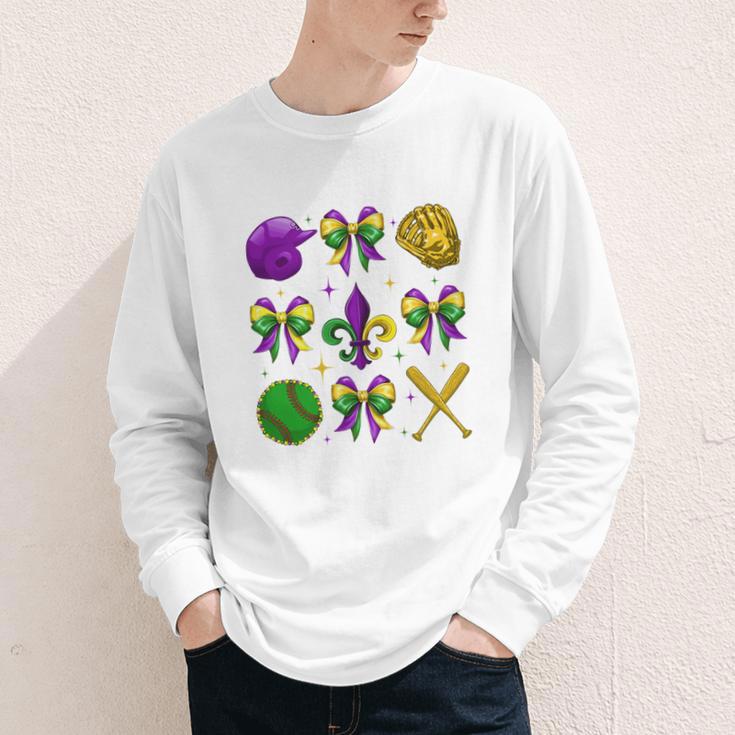 Mardi Gras Baseball Coquette Bow Fat Tuesday Parade Girls Youth Long Sleeve Tee Mardi Gras Baseball Coquette Bow Fat Tuesday Parade Girls Youth Long Sleeve Tee