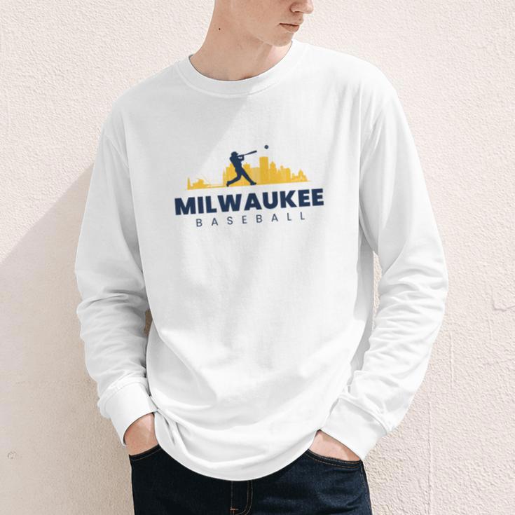 Milwaukee Baseball Minimalist City Skyline Baseball Lover Youth Long Sleeve Tee Milwaukee Baseball Minimalist City Skyline Baseball Lover Youth Long Sleeve Tee