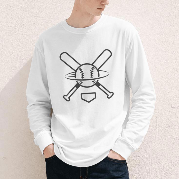 Minimalist Baseball Clean Sports Graphic Tee For Fan Players Youth Long Sleeve Tee