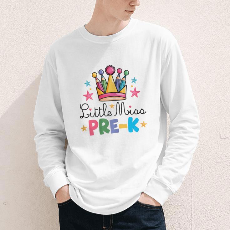 Miss Pre-K Pencils Crown Cute Back To School First Day Girls Youth Long Sleeve Tee Miss Pre-K Pencils Crown Cute Back To School First Day Girls Youth Long Sleeve Tee
