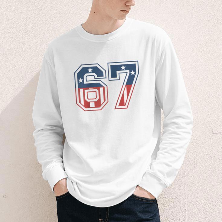 Number 67 USA Raglan Baseball Tee Youth Long Sleeve Tee
