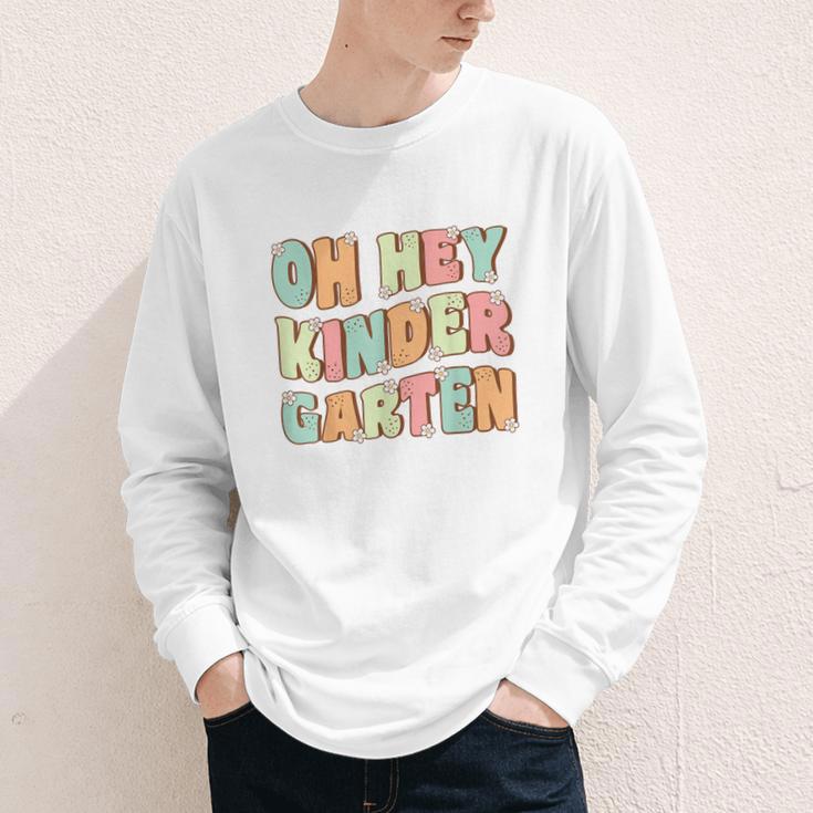 Oh Hey Kindergarten Cute Groovy Back To School Kindergarten Youth Long Sleeve Tee Oh Hey Kindergarten Cute Groovy Back To School Kindergarten Youth Long Sleeve Tee