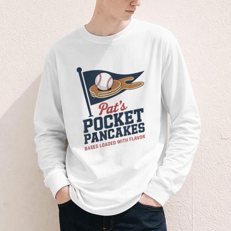Pat's Pocket Pancakes Flag Baseball On Pancake Youth Long Sleeve Tee