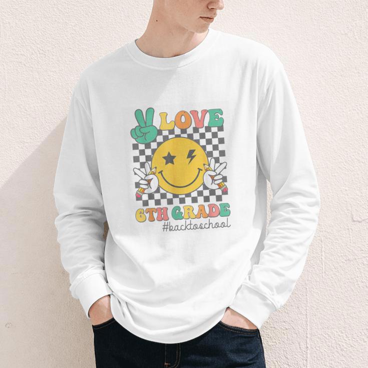 Peace Love 6th Grade Smile Face Back To School Sixth Grade Youth Long Sleeve Tee
