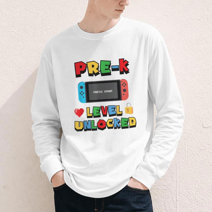 Pre-K Level Unlocked Back To School Video Game Youth Long Sleeve Tee Pre-K Level Unlocked Back To School Video Game Youth Long Sleeve Tee