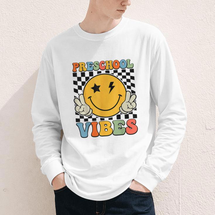 Preschool Vibes Retro Groovy Back To School Pre-K Youth Long Sleeve Tee Preschool Vibes Retro Groovy Back To School Pre-K Youth Long Sleeve Tee