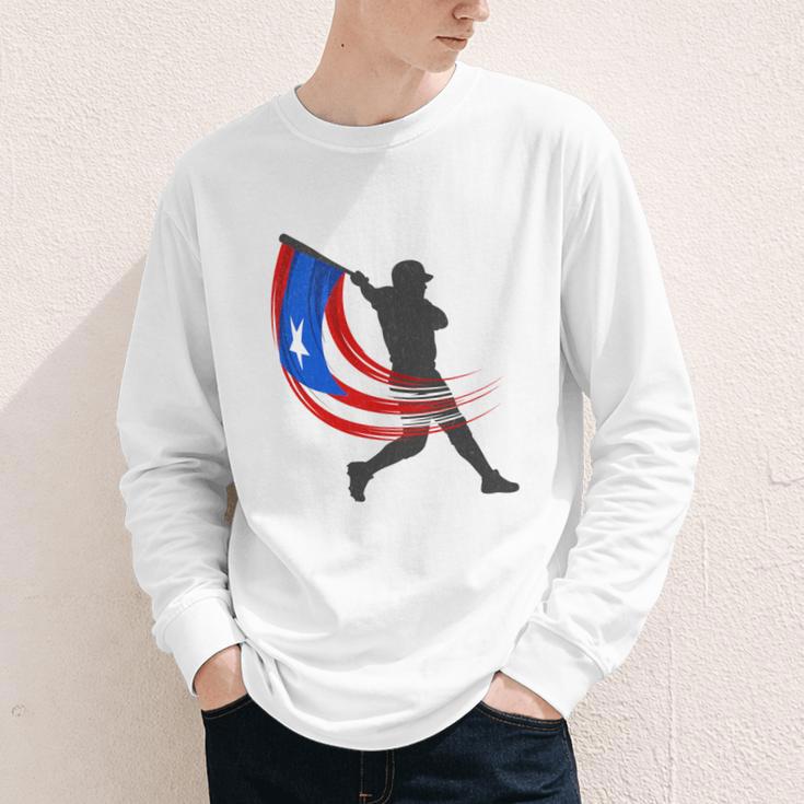Puerto Rico Baseball Flag Player Boricua Heritage Sports Youth Long Sleeve Tee Puerto Rico Baseball Flag Player Boricua Heritage Sports Youth Long Sleeve Tee