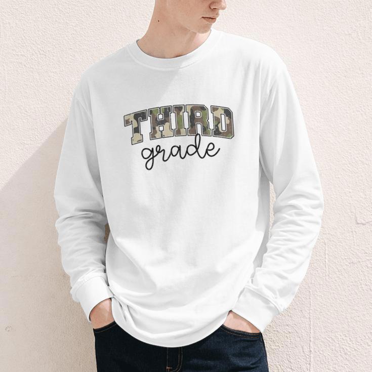 Retro Third Grade Old Camo Back To School Girl Boy 3rd Grade Youth Long Sleeve Tee
