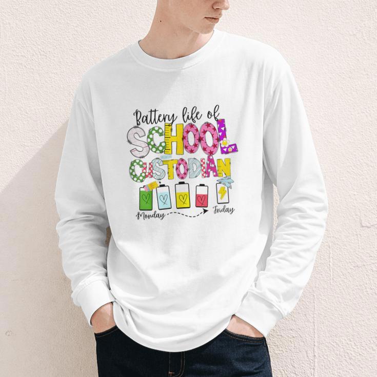 School Custodian Battery Life Back To School Janitor Youth Long Sleeve Tee