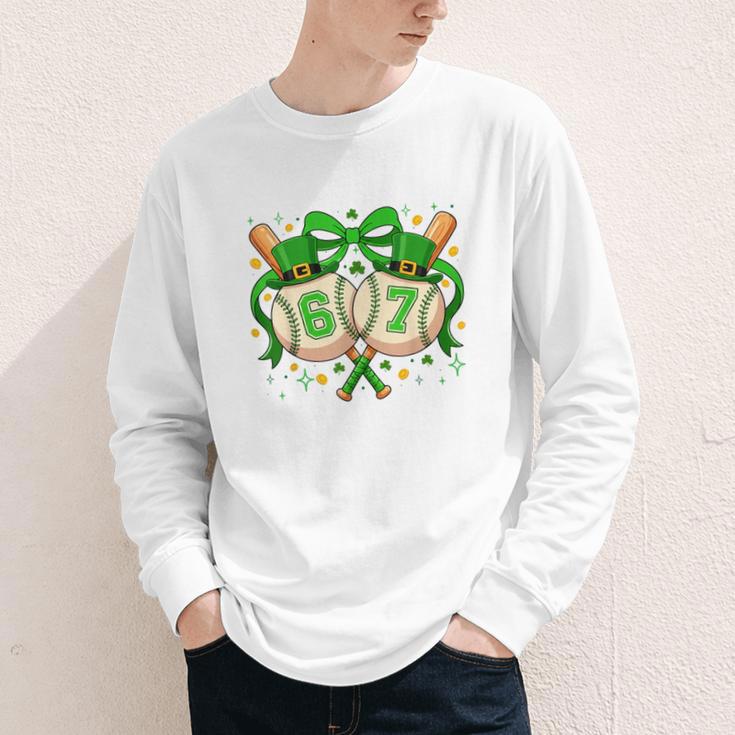 Six Seven 67 Meme Baseball Coquette Bow St Patrick's Day Youth Long Sleeve Tee Six Seven 67 Meme Baseball Coquette Bow St Patrick's Day Youth Long Sleeve Tee