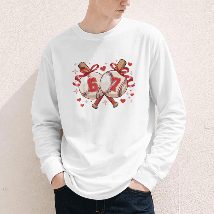Six Seven 67 Meme Baseball Coquette Bow Valentine Youth Long Sleeve Tee Six Seven 67 Meme Baseball Coquette Bow Valentine Youth Long Sleeve Tee