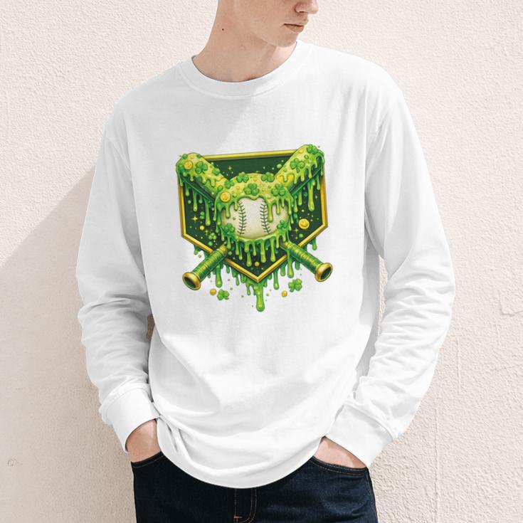 St Patrick's Day Baseball Boys Ice Cream Drip Youth Kids Premium Tri-Blend Youth Long Sleeve Tee