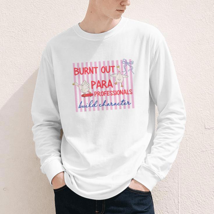 Striped Burnt Out Para Paraprofessional Back To School Youth Long Sleeve Tee