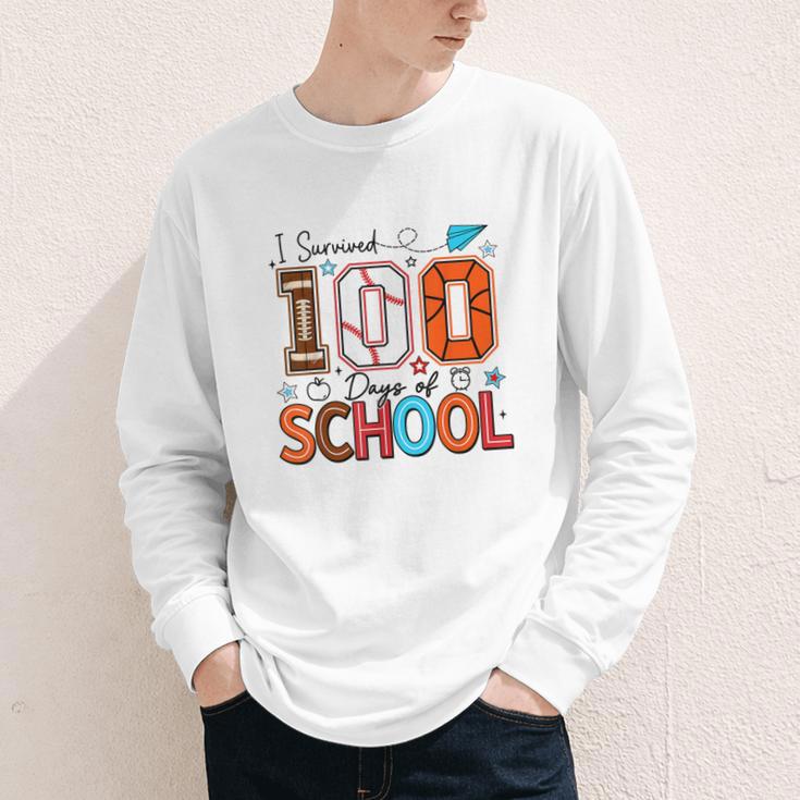 I Survived 100 Days Baseball Football Basketball School Kids Youth Long Sleeve Tee I Survived 100 Days Baseball Football Basketball School Kids Youth Long Sleeve Tee