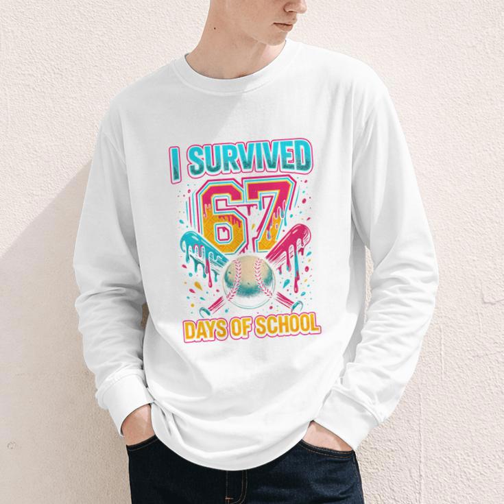 I Survived 67 Days Of School Baseball Drip Six Seven Meme Youth Long Sleeve Tee I Survived 67 Days Of School Baseball Drip Six Seven Meme Youth Long Sleeve Tee