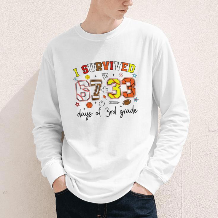 I Survived 6733 Days Baseball Football Softball 3rd Grade Youth Long Sleeve Tee